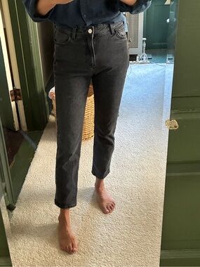 Mango Claudia High-Rise Slim-Fit Cropped Jeans in Charcoal Women’s Size 2